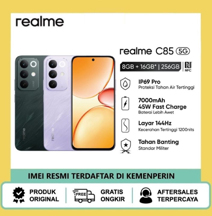 realme C85 5G 8GB 16GB 256GB IP69 Pro Tahan Air Tertinggi 7000mAh 45W Fast Charge Layar 144Hz Tahan Banting | Lazada Indonesia