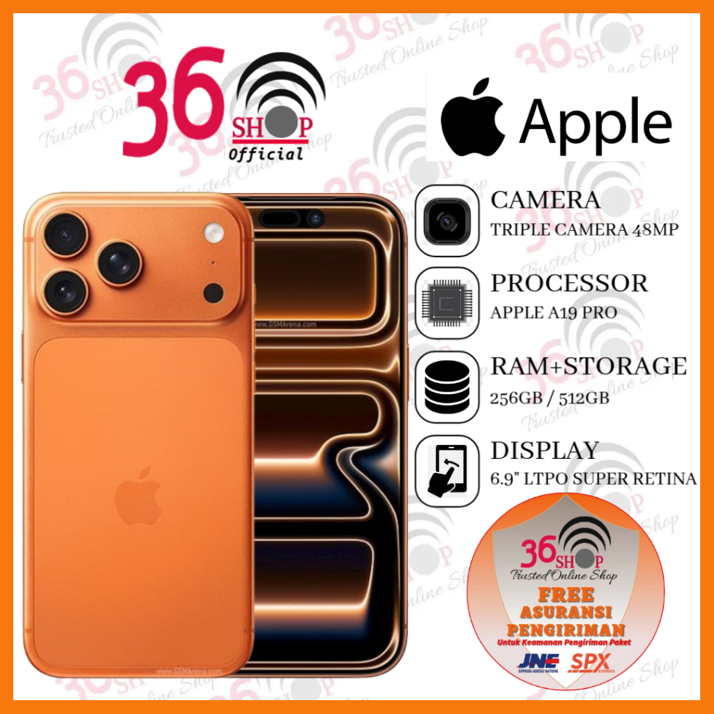 Jual iPhone 17 Pro Max [256GB] [512GB] Super Retina XDR OLED 6.9 inches - A19 Pro - 4823mAh [RESMI] | Shopee Indonesia