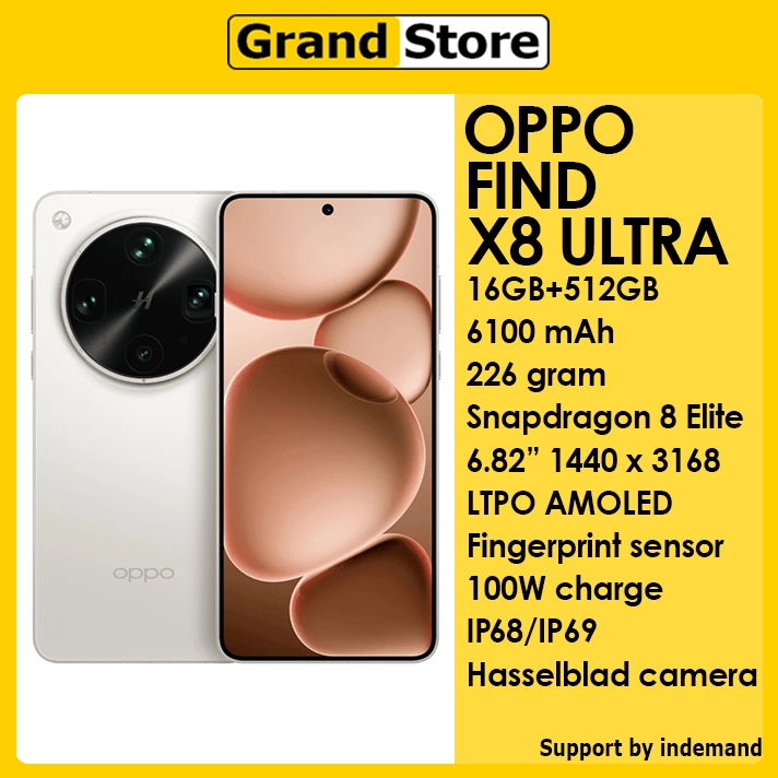 Jual OPPO FIND X8 ULTRA 5G 16GB/512GB 6100mAh 100W Snapdragon 8 Elite 6.82" 2K 120Hz Android 15 | Shopee Indonesia