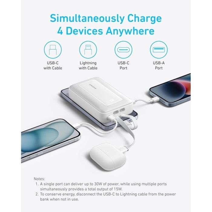 Jual Anker Zolo Powerbank 20000Mah Pd Pps 30W 27W 22.5W 2 Port Usb A/C 2 Built-In Kabel C/Lightning - | Shopee Indonesia