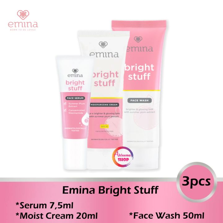 Paket Ekonomis Emina Bright Stuff 3pcs (Serum 75ml+Moist Cream 20ml+Face Wash 50ml)