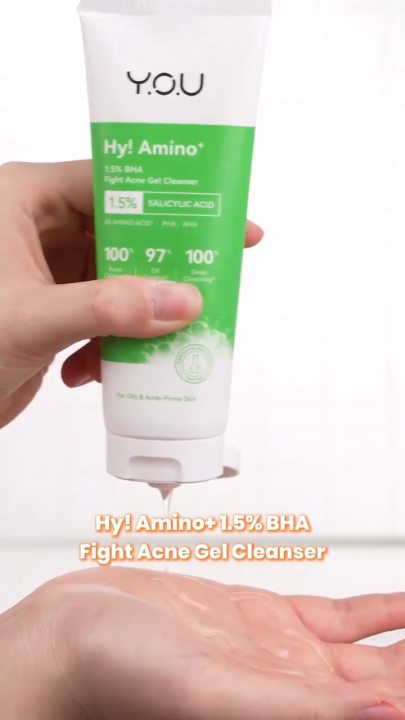 YOU Hy! Amino Facial Gentle Cleanser Series | Low pH | Glo-Win Brightening | AC-Ttack Anti-Acne | 2% Niacinamide | 20% Centella | 1.5% Salicilyc Acid