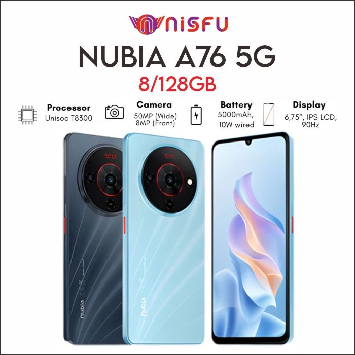 nubia A76 5G NFC ROM 128GB RAM 16GB (8+8GB) Smartphone Kamera AI 50MP Layar 6.75" 90Hz Live Island 2.0 Garansi Resmi | Lazada Indonesia