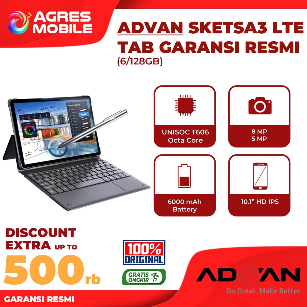 Jual ADVAN Tab Sketsa 3 Dual Sim Card 4G LTE 6/128GB - Garansi Resmi | Shopee Indonesia
