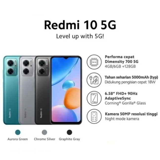HP XIAOMI REDMI 10 5G RAM 6/128GB FULLSET FREE BONUS