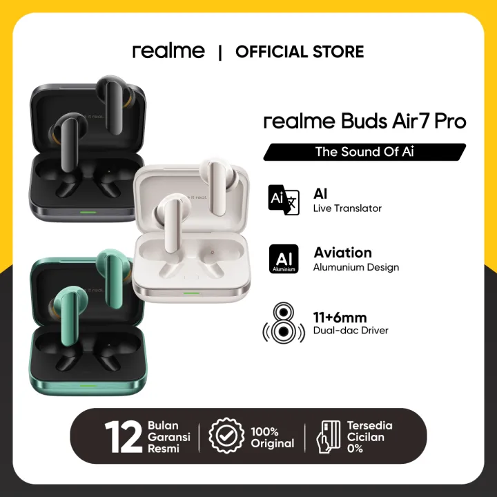 realme Buds Air7 Pro (AI Live Translator | Aviation Aluminum Design | 11+6mm Dual-dac driver) | Lazada Indonesia