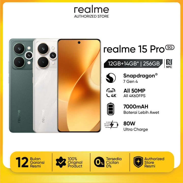 realme 15 Pro 5G 12GB+256GB | Snapdragon® 7 Gen 4 50MP Sony OIS Camera | 7000mAh Battery | Lazada Indonesia