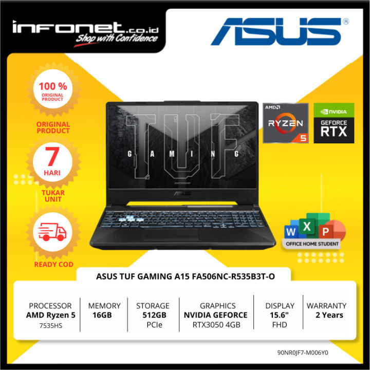 ASUS TUF GAMING A15 FA506NC RYZEN 5 7535HS 16GB 512GB RTX3050 15.6 W11 | Lazada Indonesia