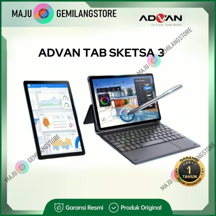 ADVAN Tab Sketsa 3 ram 6GB 128GB Tablet, Pen & Keyboard 10.1" HD IPS Tiger T606 Android Sketsa3 6/128 | Lazada Indonesia