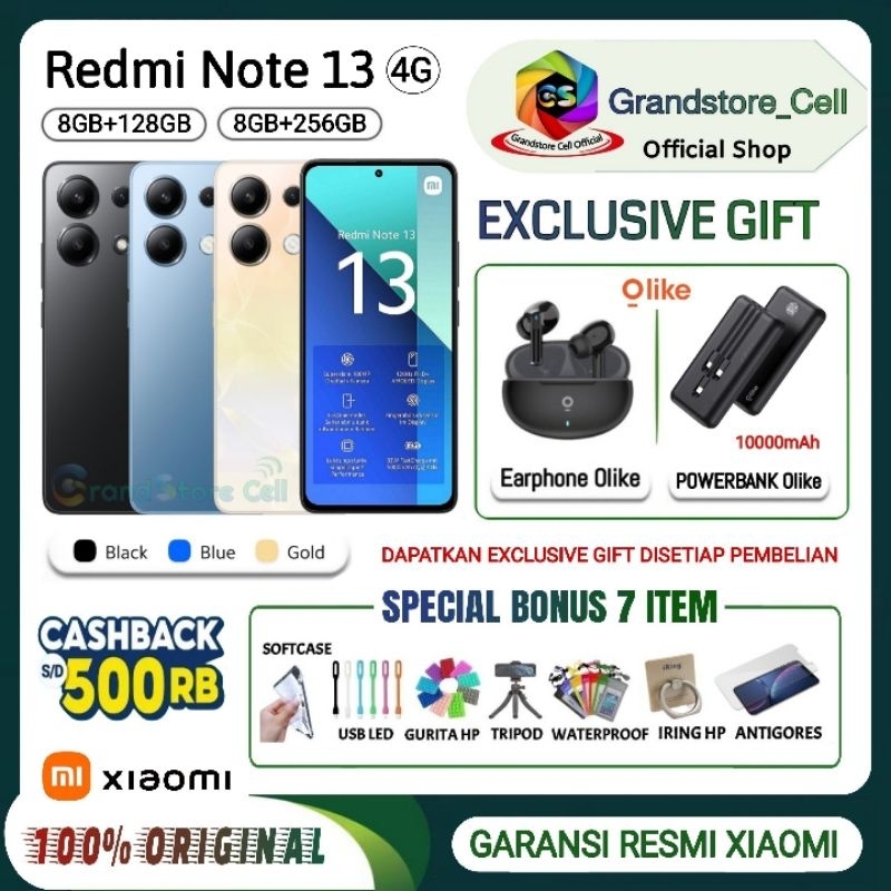 Jual XIAOMI REDMI NOTE 13 4G RAM 8/128GB | XIAOM I REDMI NOTE13 4G RAM 8/256GB GARANSI RESMI XIAOMI | Shopee Indonesia