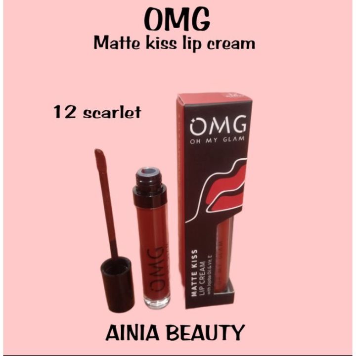 OMG oh my glam Matte kiss lip cream 12 scarlet | Lazada Indonesia