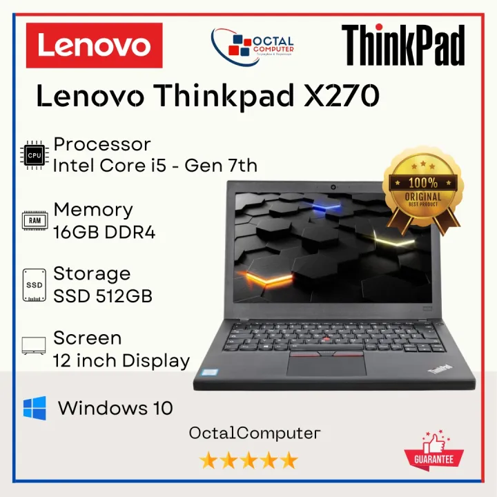 Laptop Lenovo Thinkpad X270 Core i5 Gen 7 Ram 8GB SSD 256GB - Slim Second Murah dan Bergaransi