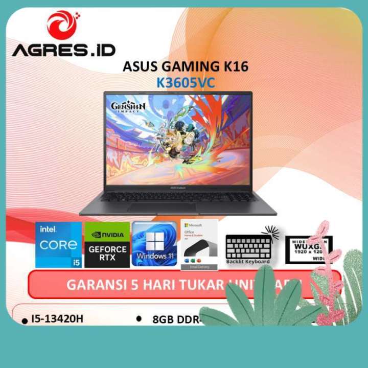 Asus Vivobook 16X K3605VC - I5 13420H RTX3050 4GB 16GB 512GB W11+OHS 16" WUXGA 144Hz | Lazada Indonesia