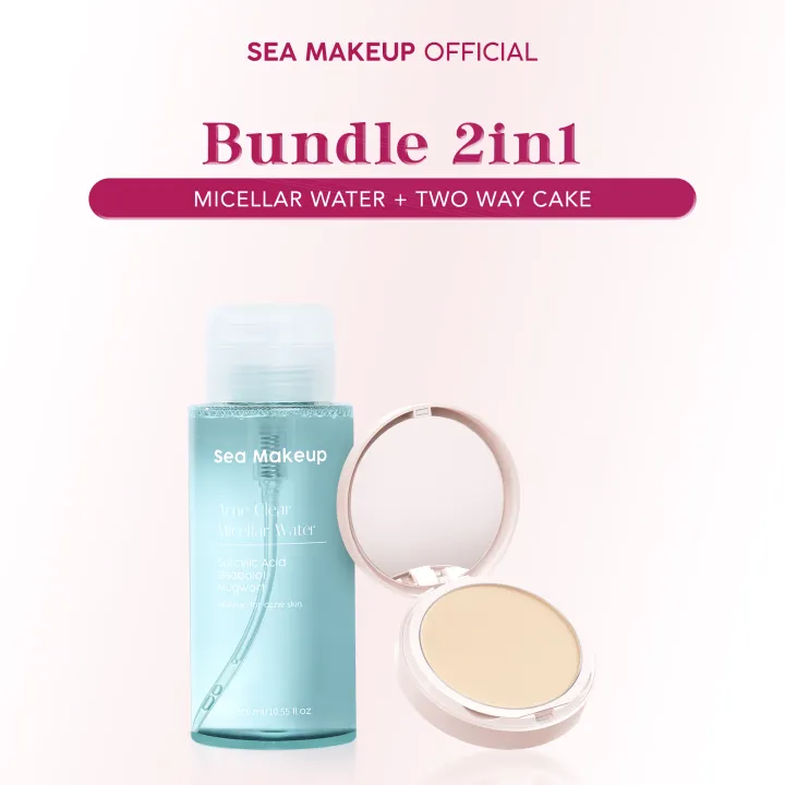 Sea Makup Bundle 2in1 Micellar Water + Acne Cover & Smooth Two Way Cake