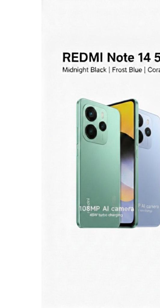 🔥 REDMI NOTE 14 5G – POWER & PERFORMANCE! 🔥 📱 RAM 8GB | ROM 256GB 🎨 Warna: Midnight Black | Frost Blue | Coral Green