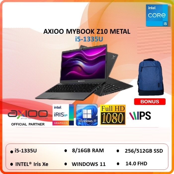 Jual Axioo Z10 Metal Core i5 1335U 8GB SSD 256GB / 16GB 512GB Win11 FHD IPS | Shopee Indonesia