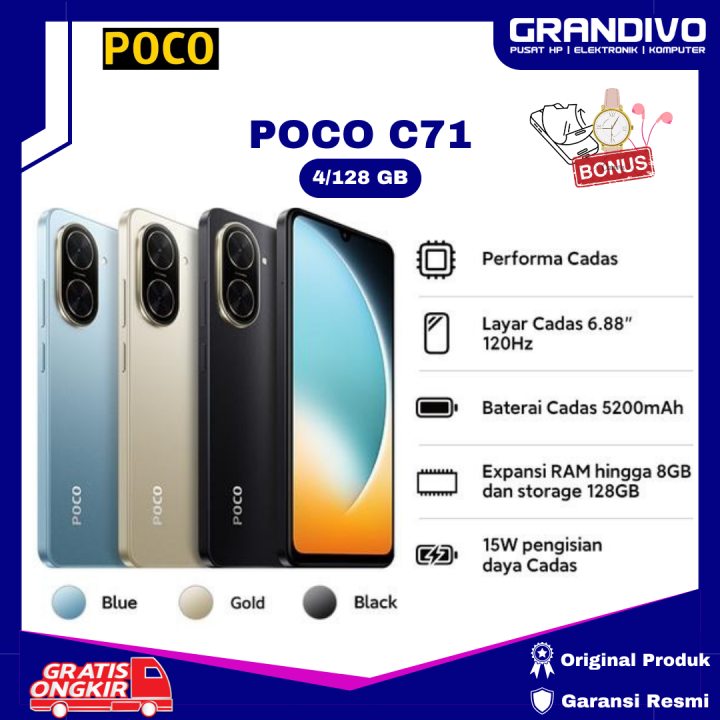 Xiaomi POCO C71 RAM 4GB/128GB Unisoc T7250 Baterai 5200mAh Garansi Resmi - Grandivo