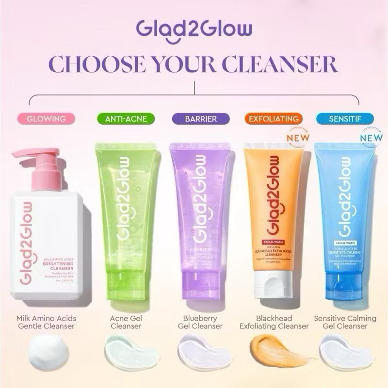 Jual GLAD2GLOW Facial Wash New Launch | Low PH | Sensitive Calming | Shopee Indonesia