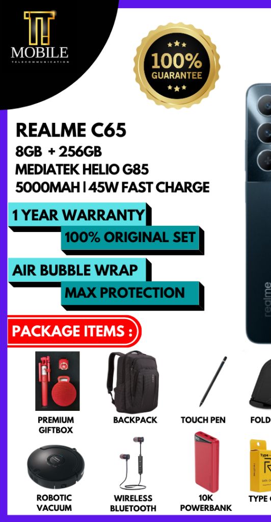 [NEW] Realme C65 ( RAM 8GB + 256GB ROM ) Original Realme Malaysia