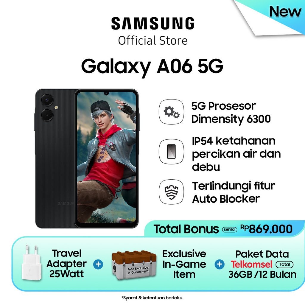 Jual Samsung Galaxy A06 5G 6/128GB - Black | Shopee Indonesia