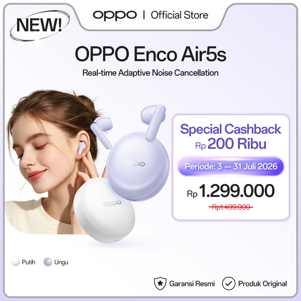 Jual [NEW] OPPO Enco Air5s [Voice-Canceling System, Airy 3.9gr Fit, Triple-Mic AI Clear Call] | Shopee Indonesia