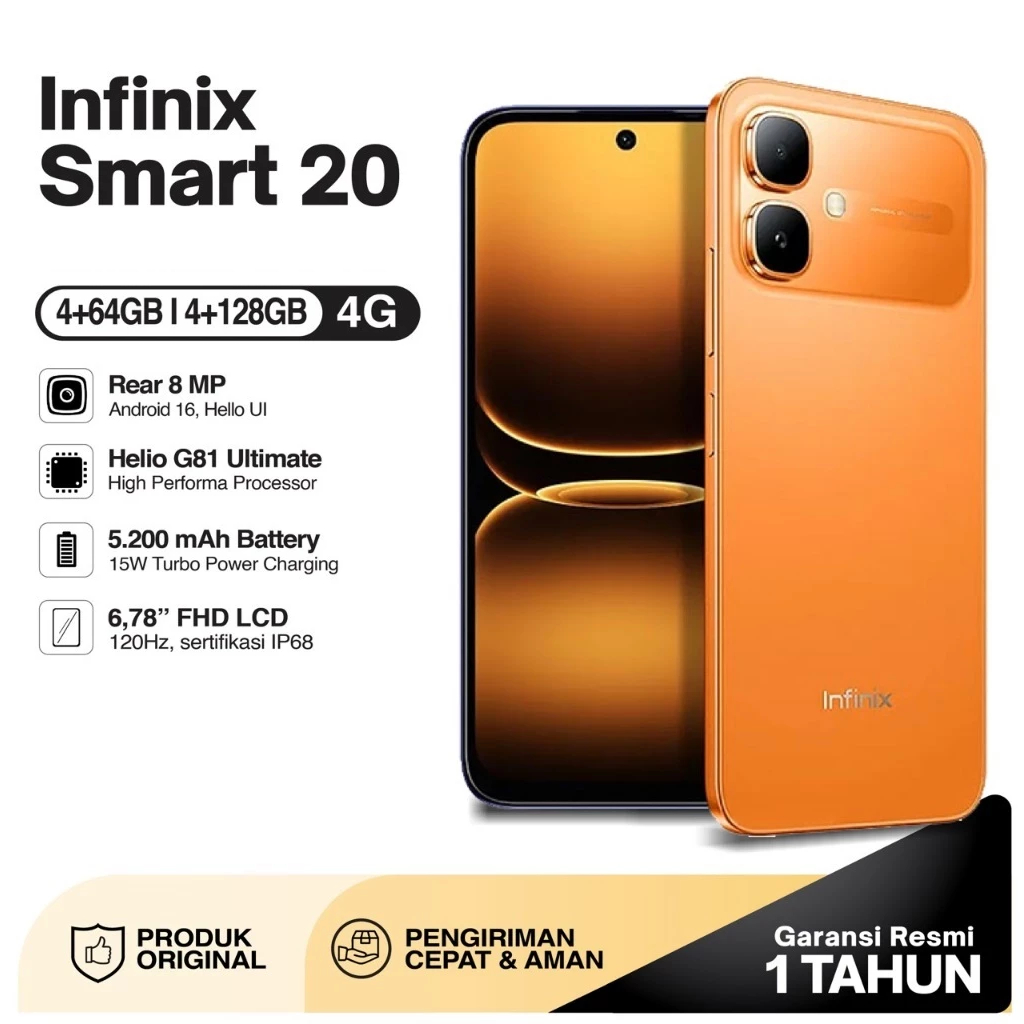 Jual Infinix Smart 20 4G 4/64GB Layar 120Hz 6.78" FHD+ Helio G81 Ultimate Garansi 1 Tahun | Shopee Indonesia