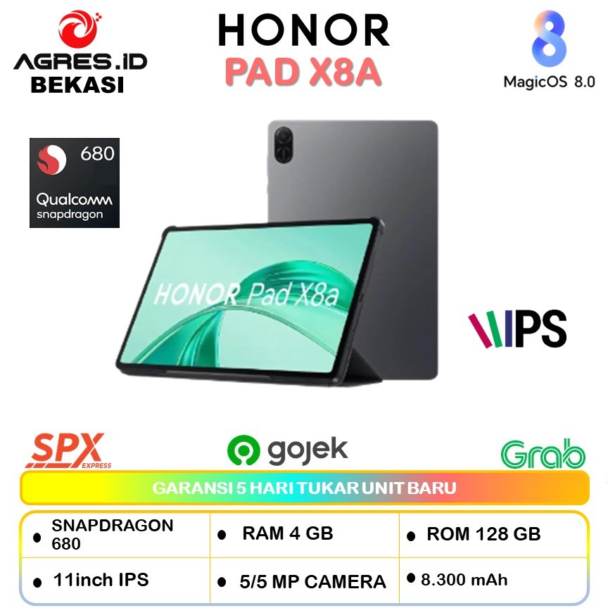 Jual NEW HONOR PAD X8A (4GB+128GB) 5MP+5MP CAMERA/8300 MAH/TFT LCD/SNAPDRAGON 6 NM/ GARANSI RESMI | Shopee Indonesia
