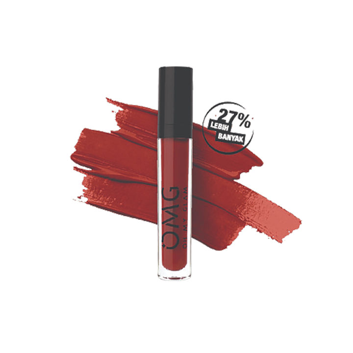 OMG Matte Kiss Lip Cream 12 Scarlett Warna Intense, Maskproof, Tahan Lama | Lazada Indonesia