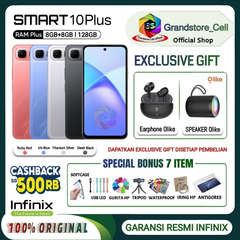Jual INFINIX SMART 10 Plus NFC RAM 8/128GB (RAM Plus 8GB+8GB) GARANSI RESMI INFINIX INDONESIA | Shopee Indonesia