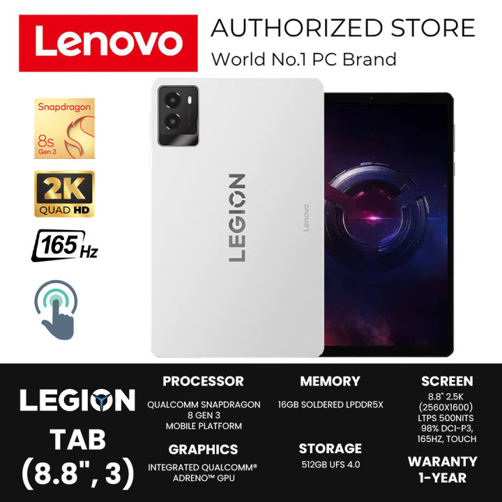 Lenovo Legion Tab Qualcomm Snapdragon 8 Gen 3 Mobile Platform 512GB SSD 16GB LPDDR5x 8.8" 2.5K LTPS Touch | Lazada Indonesia