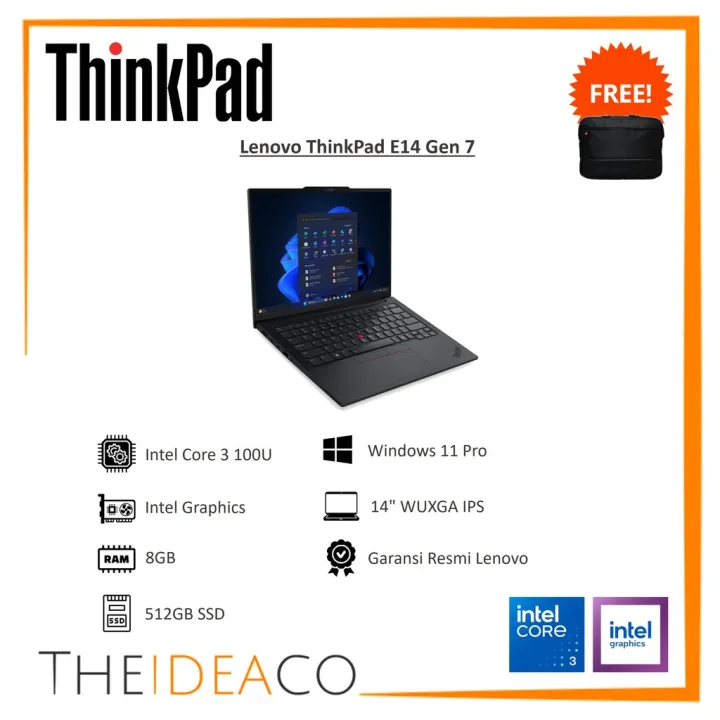 Lenovo ThinkPad E14 Gen 7 Intel Core 3 100U 8GB 512GB SSD Win11P | Lazada Indonesia