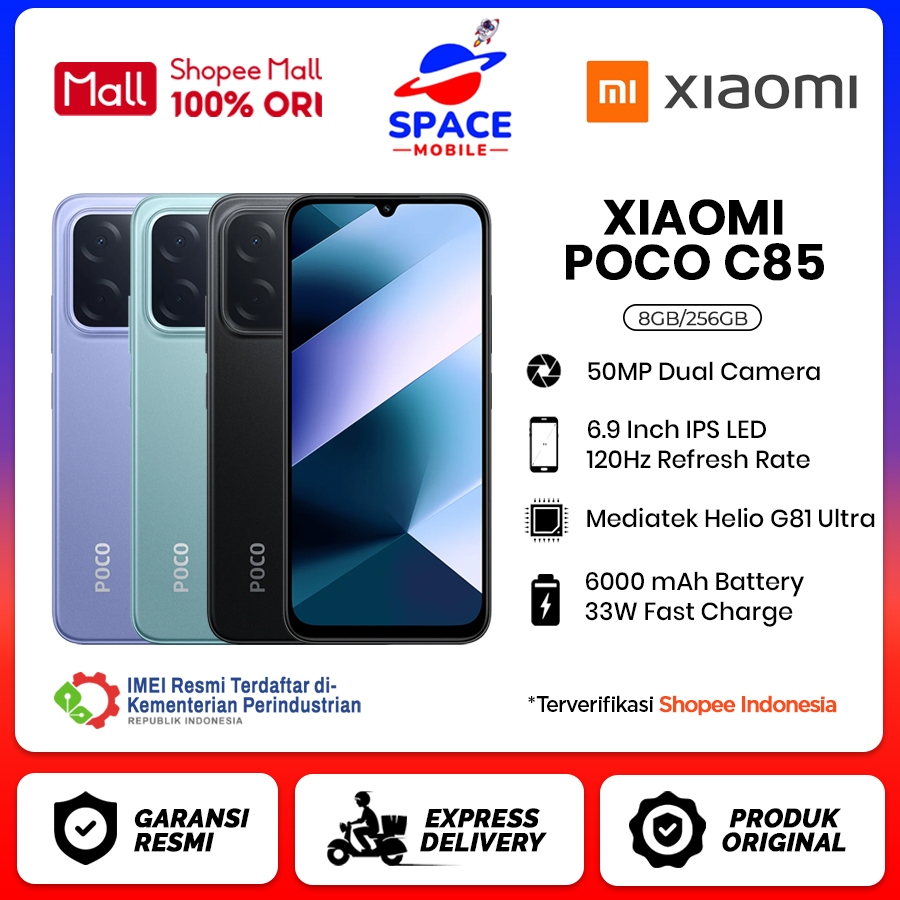 Jual Xiaomi Poco C85 [8GB+256GB] - Garansi Resmi 1 Tahun | Shopee Indonesia