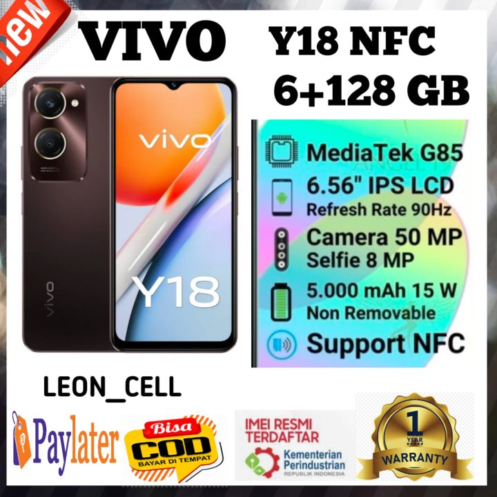 vivo y18 6+128 NFC kamera 50 mp mediatek helio G85 imei terdftar garansi 1 tahun resmi