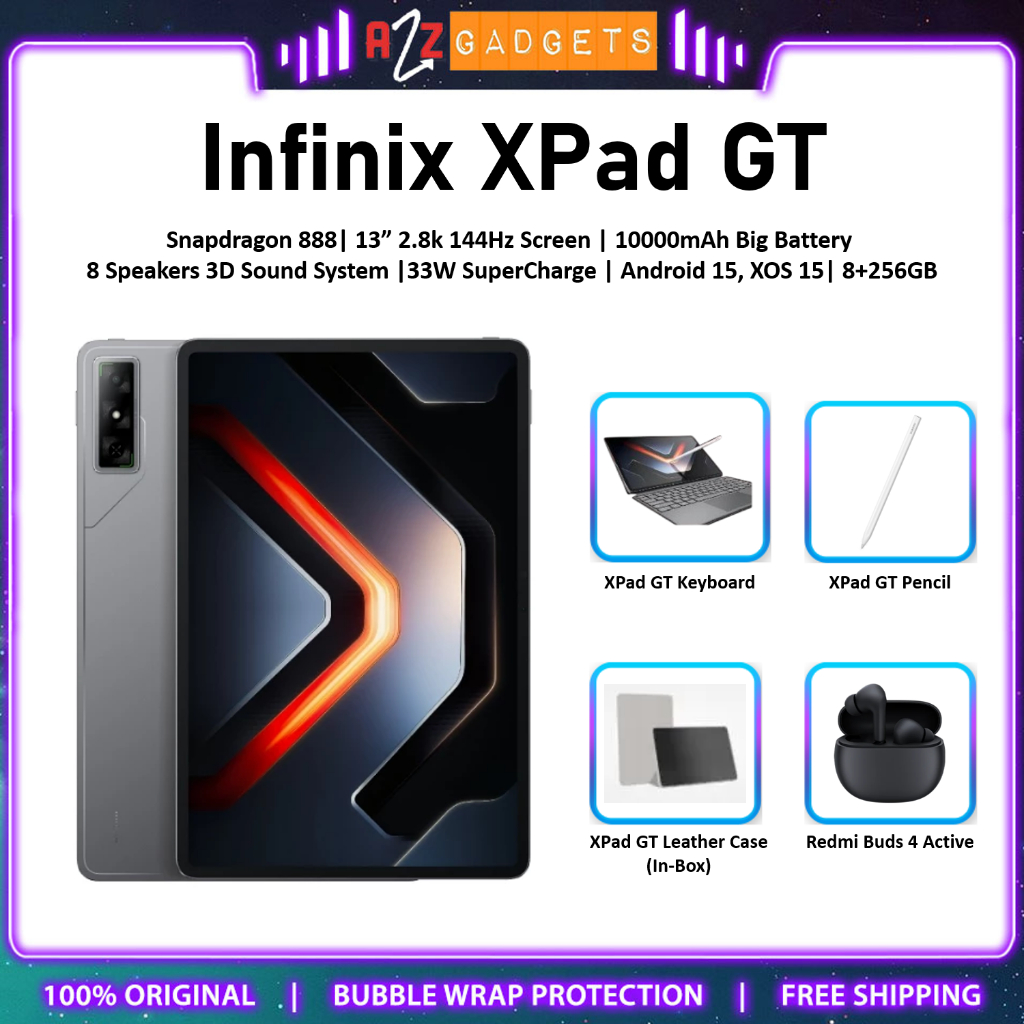 Infinix XPad GT (8GB RAM + 256GB ROM) 13.0" 2.8K 144Hz Display l Snapdragon 888 - 1 Year Infinix Malaysia Warranty