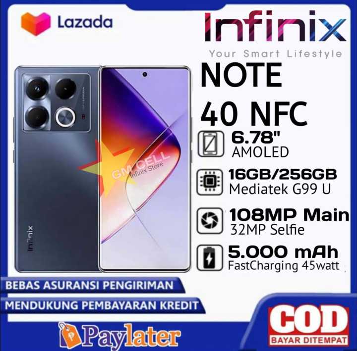 INFINIX NOTE 40 NFC RAM 16 GB.(8+8/256 GB) Camera 108MP.Baru garansi resmi | Lazada Indonesia