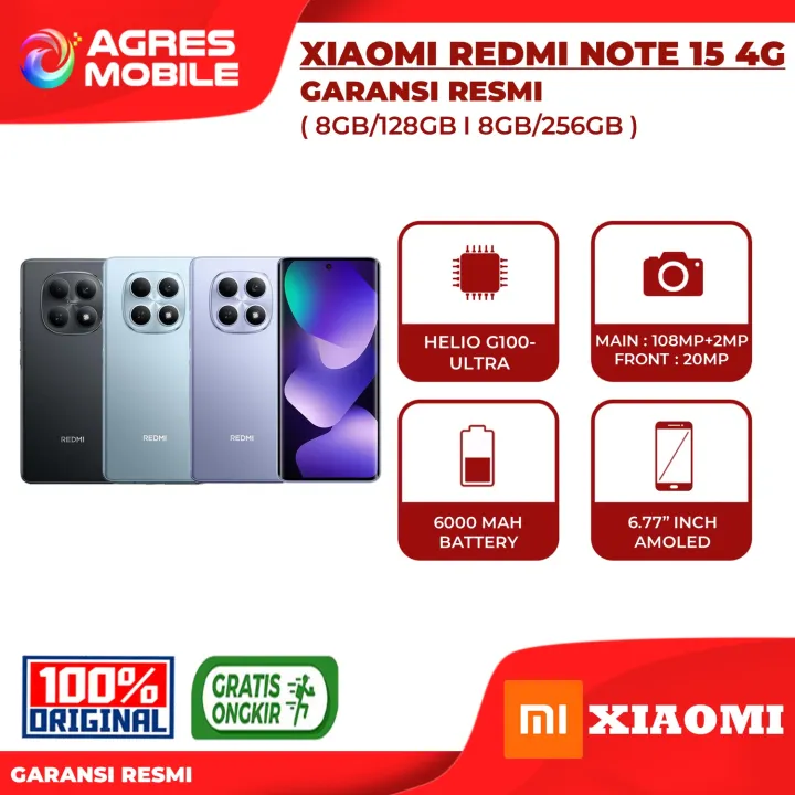 Xiaomi Redmi Note 15 4G 8GB/128GB I 8GB/256GB Garansi Resmi Indonesia | Lazada Indonesia