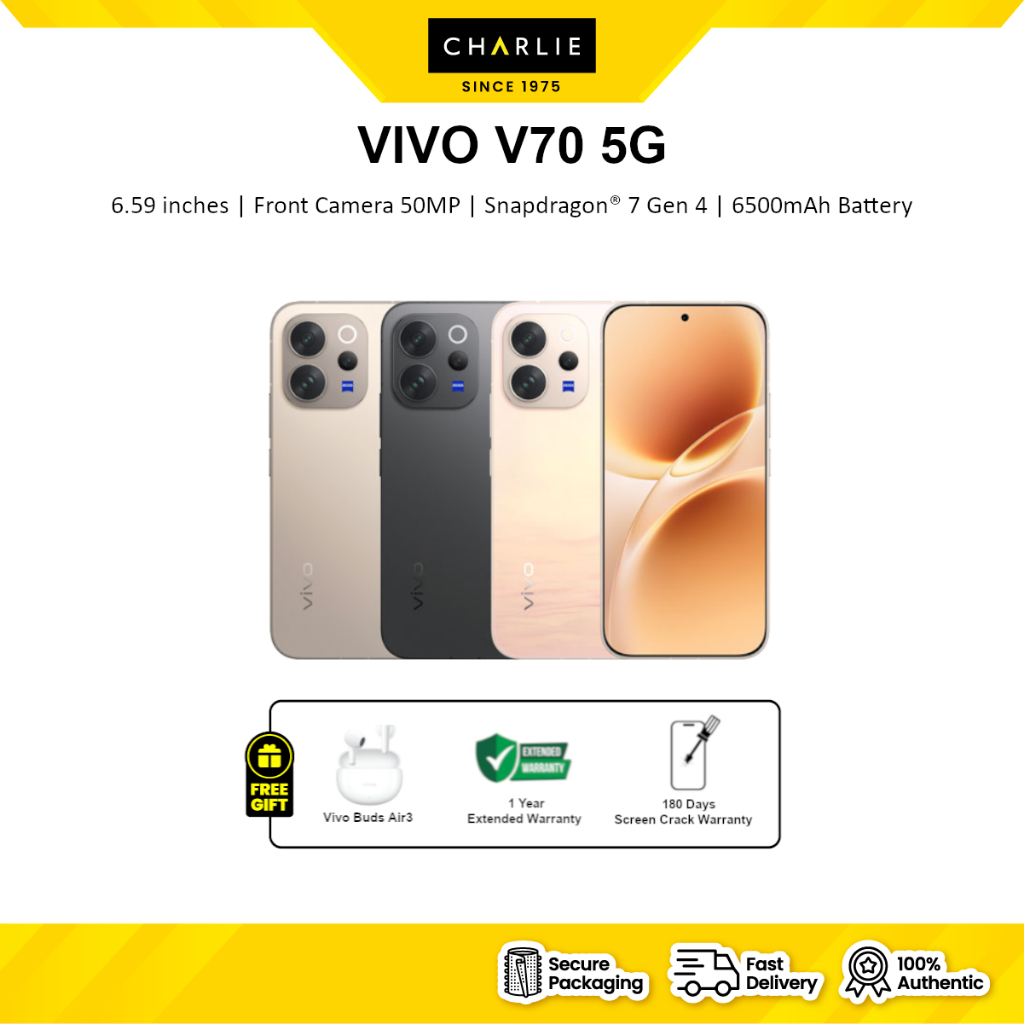 VIVO V70 5G SMARTPHONE (12GB RAM+512GB ROM) | ORIGINAL VIVO MALAYSIA