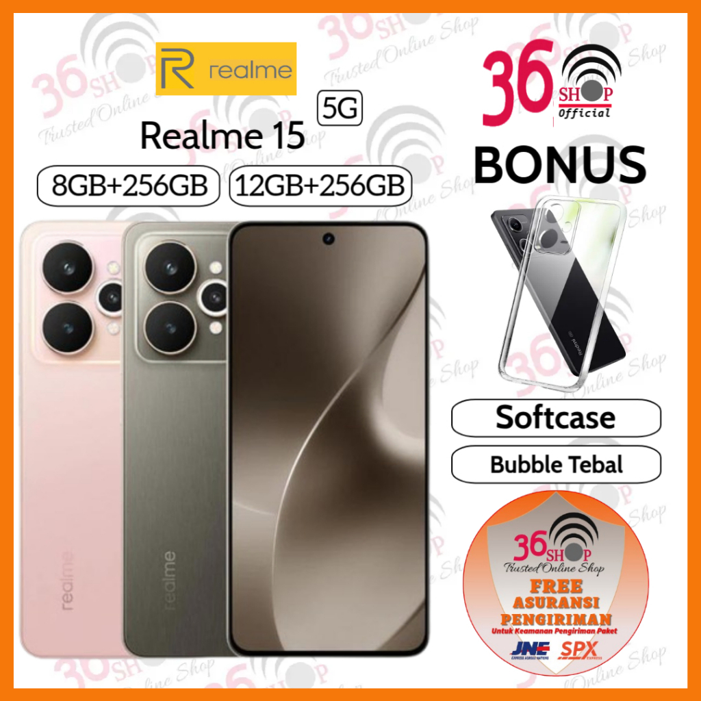 Jual Realme 15 5G [8GB+256GB] [12GB+256GB] Display OLED 144Hz 6.8 inches - Dimensity 7300+ - 7000mAh - Garansi Resmi 1 Tahun | Shopee Indonesia