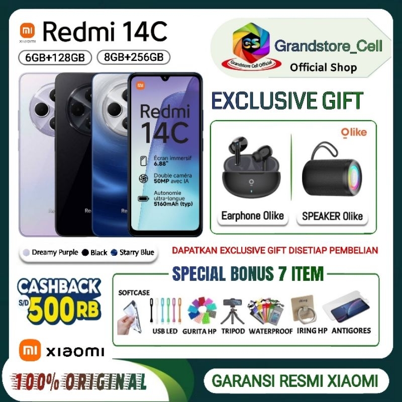 Jual XIAOMI REDMI 14C RAM 6/128 GB | XIAOMI REDMI 14 C RAM 8/256 GB GARANSI RESMI XIAOMI INDONESIA | Shopee Indonesia