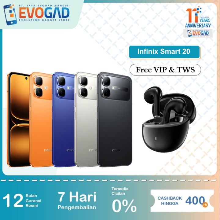 Infinix Smart 20 4/64GB & 4/128GB Mediatek Helio G81 Ultimate 6.78inches 5200mAh 15W | Garansi Resmi Infinix Indonesia 1 Tahun | Lazada Indonesia
