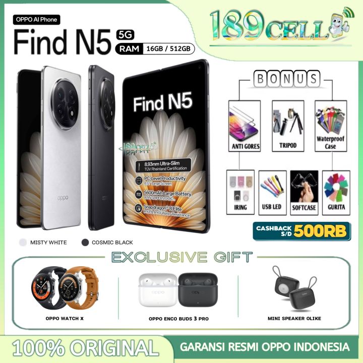 OPPO FIND N5 RAM 16/512GB OPPO FIND N5 NFC 5G GARANSI RESMI OPPO INDONESIA | Lazada Indonesia