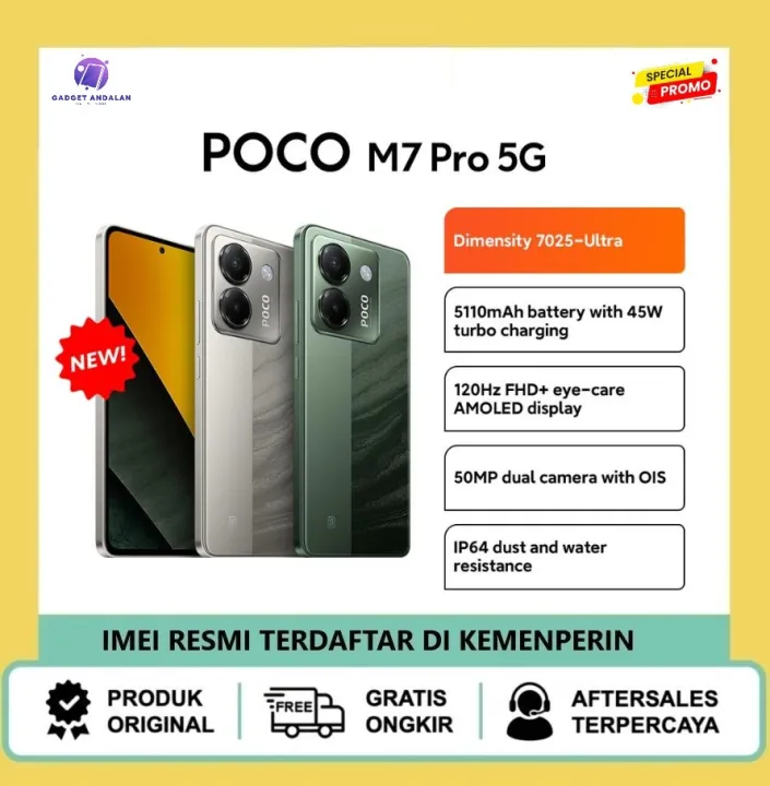 POCO M7 Pro 5G 8/256GB | Dimensity 7025-Ultra | 5110mAh battery | 120Hz AMOLED | 50MP OIS | Lazada Indonesia