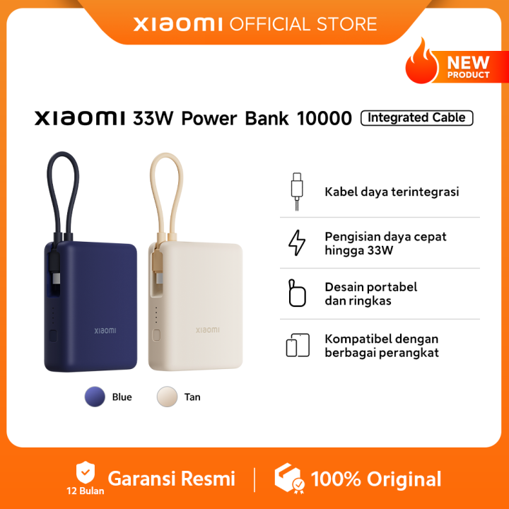 Xiaomi 33W Power Bank 10000mAh (Integrated Cable) | Kabel daya terintegrasi | Pengisian daya cepat hingga 33W | Kompatibel dengan berbagai perangkat [Official Store] | Lazada Indonesia