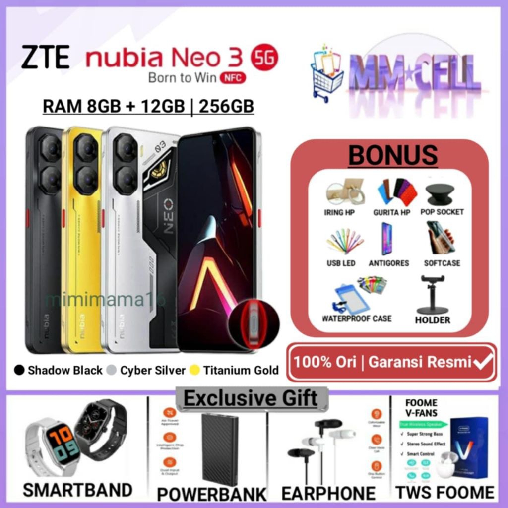 Jual ZTE Nubia Neo 3 5G RAM 8/256 GB | Nubia Neo3 5g RAM 8GB + 12GB /256 GB GARANSI RESMI ZTE INDONESIA | Shopee Indonesia