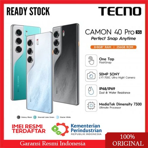 Jual Tecno Camon 40 Pro 5G 8/256GB AMOLED 144Hz Display Produk Resmi Indonesia | Shopee Indonesia