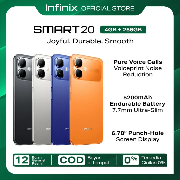 Infinix Smart 20 4/256GB - Up to 8GB Extended RAM - Mediatek Helio G81 - 6.78” - 8MP - 5200 mAh - IP64 | Lazada Indonesia