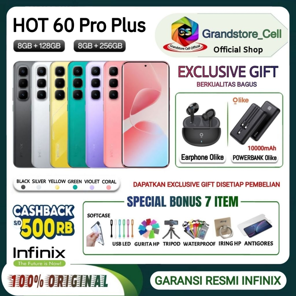 Jual INFINIX HOT 60 PRO Plus [8/256GB] [8/128GB], Dust Tight And WaterResistant, GARANSI RESMI INFINIX INDONESIA - HOT 60 Pro+ | Shopee Indonesia