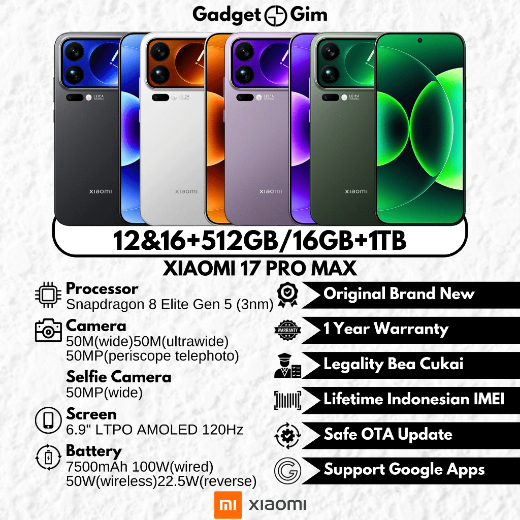 Jual Xiaomi 17 Pro Max 5G 16GB 1TB Snapdragon 8 Elite Gen 5 120Hz 7500mAh 100W IP68 BNIB Bergaransi ORI | Shopee Indonesia