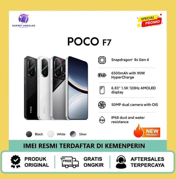 POCO F7 12/512GB | Snapdragon 8s Gen 4 | 6.83" 1.5K 120Hz AMOLED | 50MP camera OIS | Lazada Indonesia