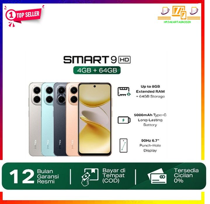 Infinix Smart 9 HD 4/64GB - Up to 8GB Extended RAM - 6.7 inch 90Hz Punch Hole Display - Helio Octa Core - 5000 mAh | Lazada Indonesia